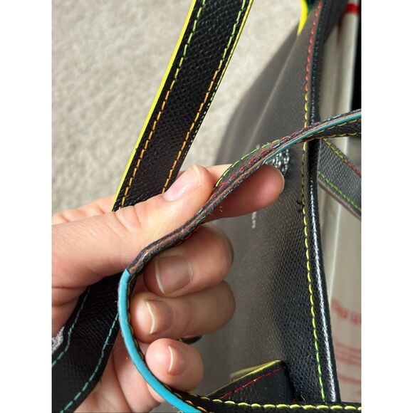 Kurt Geiger London Black Neon Multicolor Leather Richmond Tote Black - Picture 10 of 15